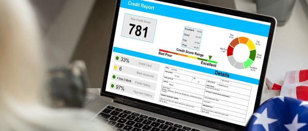 laptop screen showing someone's credit report